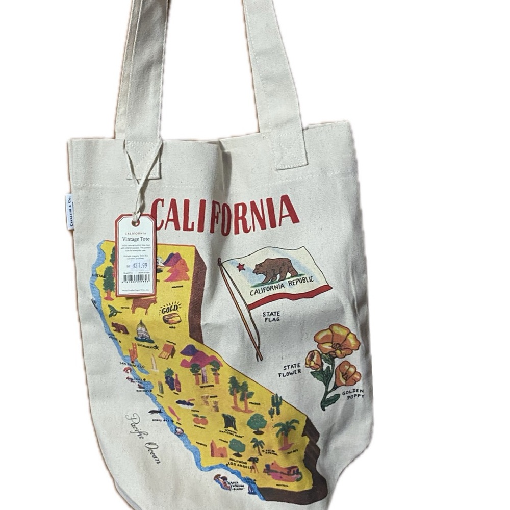 California Map Canvas Tote Bag NWT